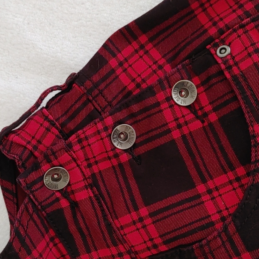 Hot Topic Red Plaid Shortall Size XL - Picture 3 of 5